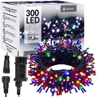 Immagine prodotto di Catena luminosa a LED - 17,5 m, 300 LED, IP44, multicolore + lampeggianti