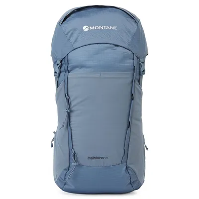 Rucksack "Trailblazer 25" von Montane in blauer Farbe; geeignet für alpine Aktivitäten.