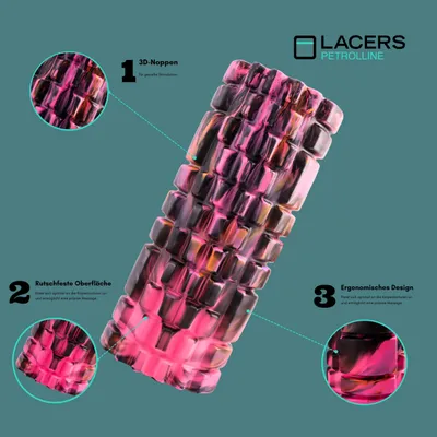 Produktbild von Lacers Petrolline Fazien Rollen-Premium Schaumstoff Faszienrolle für Gymnastik und Massage-Ideal für Yoga, Pilates und Fitness - pink-schwarz