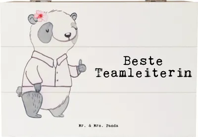Produktbild von Mr. & Mrs. Panda Holztruhe Panda Beste Teamleiterin 22 x 15 cm - Weiß - Geschenk, Abschied, Leiterin, Vorgesetzte, Gruppenleiterin, Box, Aufbewahrungsbox aus Holz