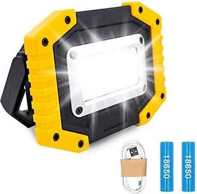 Produktbild von Wiederaufladbarer LED-Baustrahler – 30W Flutlicht Akku Sicherheitslicht mit 3 Modi Camping COB Flutlicht mit wasserdichtem USB zum Angeln, Wandern