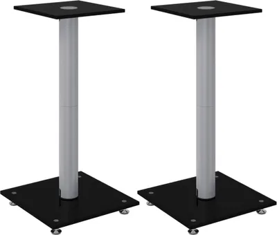 Immagine prodotto di vidaXL Supporto per diffusori 2 pezzi in vetro temperato nero e argento 1 colonna