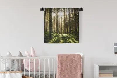 Obrázek produktu pro MuchoWow® Tapiserie Věšení na zeď Les - mech - strom 60x60 Tapiserie dekorace Nástěnná šála