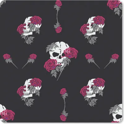 Produktbild von MuchoWow® Mauspad Mousepad Mädchen - Totenkopf - Rosen - Muster - Mädchen - Kinder - Kinder - Mädchen 30x30 cm - Mousepads - Maus Mat - Pad - Mausunterlage - Gaming
