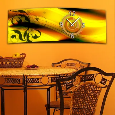 Orologio Da Parete Design Moderno 3D – Dixtime 3DS-0048 – Astratto Giallo/Arancione – Silenzioso, Senza Ticchettio, Realizzato A Mano In Germania, 20x34 Cm