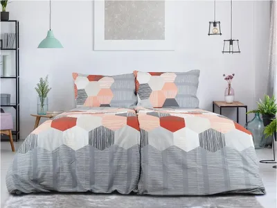 Produktbild von Renforcé-Baumwolle Bettwäsche HONEY COMB grau Bettwäsche-Dimension: 70 x 90 cm | 140 x 200 cm