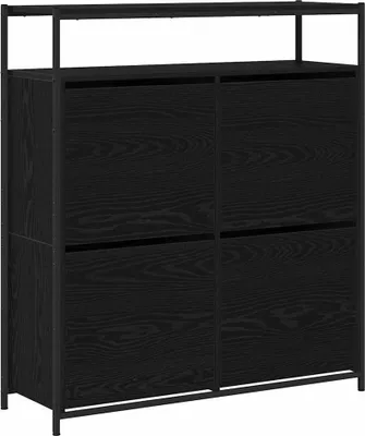 Obrázek produktu pro vidaXL Skříňka na boty s policí, černá, vzhled dubu, 100 x 34 x 112 cm
