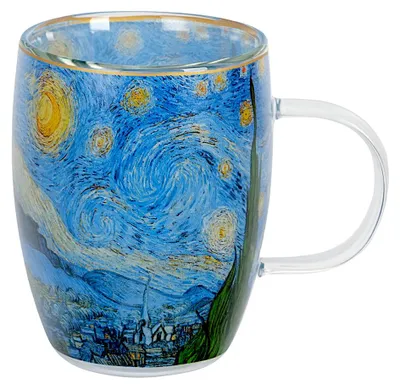 Produktbild von DUO ART GALLERY Glasbecher 350 ml STARRY NIGHT inspired by Van Gogh, doppelwandiges Kristallglas