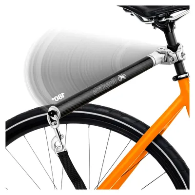 Produktbild von Freihandleinen für Hunde - 180° drehbare Fahrradleine - mit Stoßdämpfern und Schnellbefestigungsmechanismus (Schwarz)