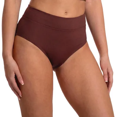 Produktbild von Aquarti Damen Bikinihose High Waist mit Umschlagbund Unterteil, Farbe: Schokoladenbraun, Größe: 36