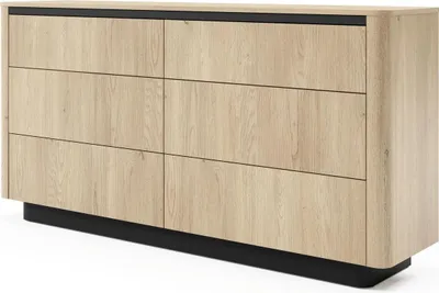 Produktbild von Sideboard TORRO 163 cm eiche cremona schwarz abgerundet 6 schubladen push-to-open
