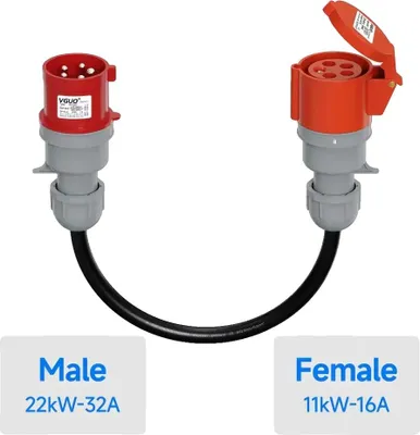 Produktbild von Ladeadapter, wandelt 22KW in 11KW um, IP66 bewertet, Adapter