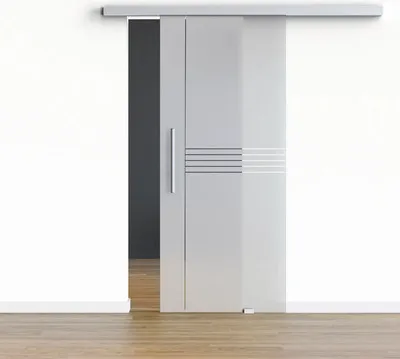 Produktbild von Pertura Glasschiebetür Komplettset Glera Linear 775x2175 mm inkl.Beschlag Selir Aluminium natur,Stangengriff