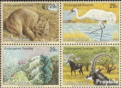 Produktbild von Briefmarken UNO - New York 1993 Mi 644-647 Viererblock (kompl.Ausg.) postfrisch Gefährdete Tiere