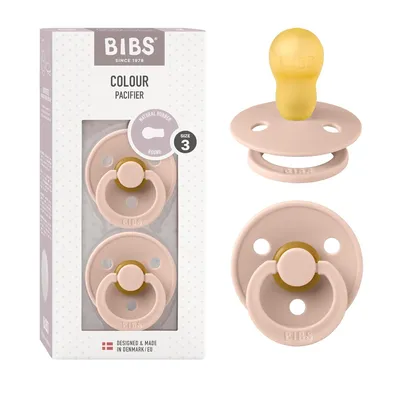 Produktbild von BIBS Colour Schnuller 2er-Pack, BPA-frei, Symmetrischer Nippel. Naturkautschuk / Latex, Hergestellt in Dänemark, Größe 3 (18+ Monate), Blush