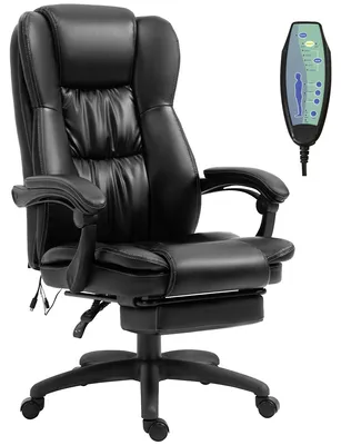 Produktbild von H?henverstellbarer Bš¹rostuhl mit 6-Punkt-Massagefunktion, Kunstleder, 68,5 x 68,5 x 113šC121 cm, schwarz