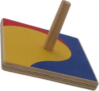 Produktbild von Kreisel aus Sperrholz mit Spiral-Design und fröhlichen Motiven, Ø 95 mm