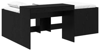 Image de Lit haut pour enfants avec bureau Noir 75 x 190 cm