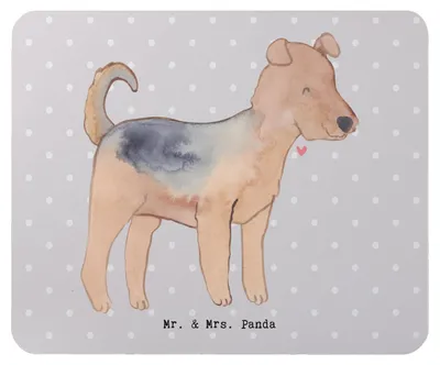 Produktbild von Mr. & Mrs. Panda Mauspad Airedale Terrier Lebensretter - Grau Pastell - Geschenk, pc, Mouse Pad, Mousepad, laptop