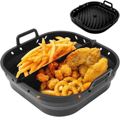 Obrázek produktu pro Silikonová forma do horkovzdušné fritézy, silikonová forma s přepážkou, 23 x 22 x 6 cm, silikonová vložka, pekáč, skládací silikonové příslušenství pro horkovzdušnou fritézu