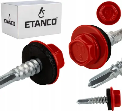 Zdjęcie produktu dla ETANCO GT02 Wkręty samogwintujące do blachy trapezowej RAL 3020 4,8 x 70 mm 100 szt.