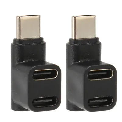 Obrázek produktu pro 1 až 2 Adaptér USB C 3.1 90°, pravoúhlý adaptér USB C samec na USB C samici, pravoúhlý adaptér USB C, 90° adaptér typu C, adaptér typu C samec na typ C samice, pravoúhlý adaptér typu C na typ C