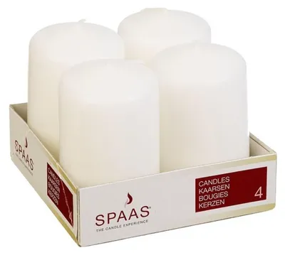 Produktbild von Spaas Stumpenkerzen - 4x - cremeweis - D5 x H8 cm - 12 Brennstunden