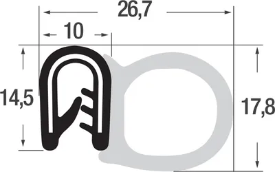 Produktbild von DS2 - PVC/ EPDM Kantenschutz Dichtungs Profil Gummi Dichtung seitlich - Klemmbereich 1 - 4 mm