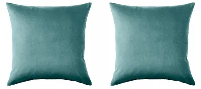 Produktbild von IKEA SANELA Kissenbezug Dunkelgrau-Türkis Samt 50x50 cm (2 Stk.)