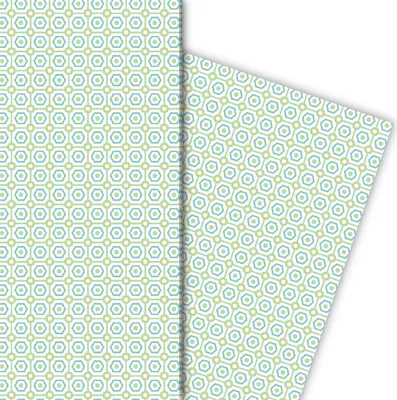 Produktbild von Schönes Geschenkpapier mit Retro Muster, grün - G4857, 32 x 48cm