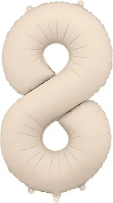 Produktbild von Samtiger Folienballon Zahl 8 in Beige 86cm