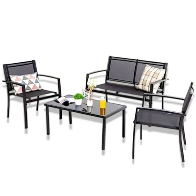 Produktbild von Gartenmöbel-Set, Balkonmöbel, Tisch, Sofa & 2 Stühle, Gartenset, Sitzgruppe Essgruppe Gartenset Garnitur