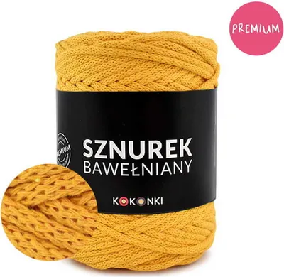 Produktbild von Makramee-Schnur aus Baumwolle PREMIUM by KOKONKI 5 mm/ Ralle 100 m Kurkuma – Perfekt Kordel für Makramee & kreative Projekte