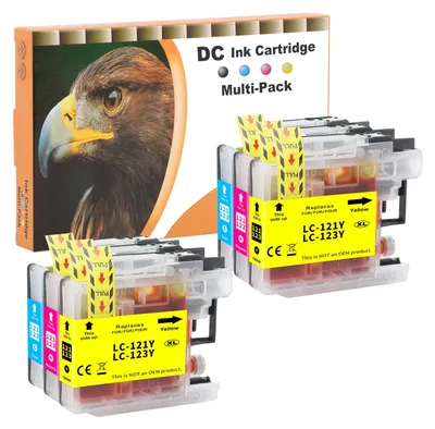 Imagen del producto de Cartuchos de tinta compatibles D&C 6X para Brother LC-123 LC123 XL, compatibles con los modelos MFC-J6720DW, MFC-J6920DW, MFC-J870DW, DCP-J132W, DCP-J152W, DCP-J172W, DCP-J4110DW, DCP-J552DW, DCP-J752DW, MFC-J245, J4510DW, J4610DW
