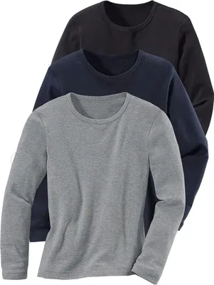 Produktbild von H.I.S. Langarmshirt schwarz, grau-meliert, marine Größe 128