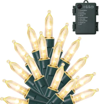 Produktbild von 5M LED Lichterkette Batterie Weihnachtsbaum Lichterkette Kabel grün 8 Modi mit Timer PVC Wasserdicht Innen Garten Party Weihnachten Deko, Warmweiß