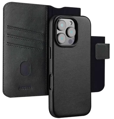 Imagen del producto de Funda Tipo Libro de Cuero 2 en 1 con MagSafe para Apple iPhone 16 Pro - Onyx Black