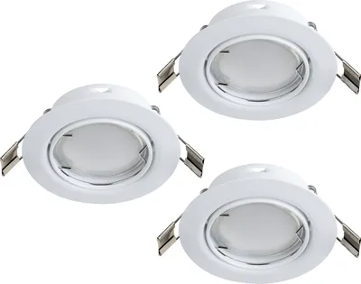 Produktbild von EGLO 3er-Set Einbaustrahler Peneto, Spots Set aus Stahl in Weiß, 3 Einbauleuchten mit GU10 Fassung, LED Leuchtmittel inklusive, Spot flach, Ø 7,8 cm