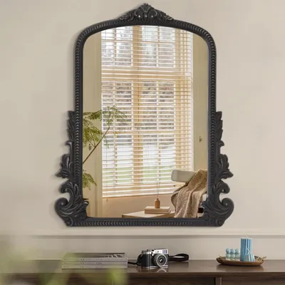 Immagine prodotto di Specchio da parete in stile barocco, con cornice in legno nero, 50x40 cm