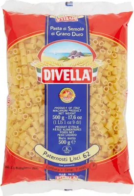 Produktbild von 24x Divella Paternosti Lisci N. 62 Hartweizengrieß Pasta Italienische Nudeln 500g Packung + Italian Gourmet Polpa di Pomodoro 400g Dose