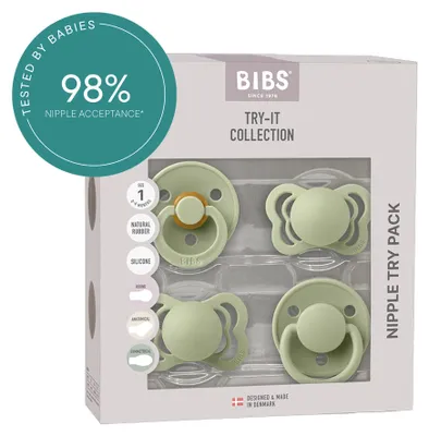 Zdjęcie produktu dla Bibs Try-It, klasyczny smoczek dla dzieci, ortodontyczny/okrągły, silikonowy, dla chłopców/dziewczynek