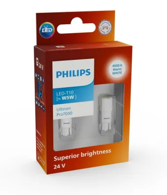 Image de Philips Ultinon Pro7000 24961WU70X2 Feu de signalisation pour camions, 24 V, W5W, LED, 4000 K, 2 pièces