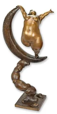 Produktbild von Casa Padrino Luxus Bronze Deko Skulptur Tänzerin im Mond 60 x H. 97 cm - Große Bronze Deko Figur - Wohnzimmer Deko - Büro Deko - Deko Accessoires