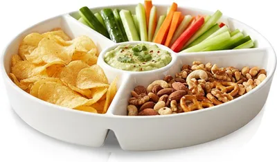 Immagine prodotto di Piatto snack in porcellana bianca diviso 26 cm