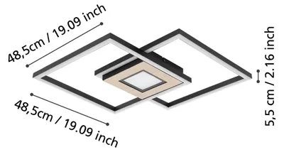 Immagine prodotto di MARINELLO lampada da parete/soffitto Illuminazione - L48,5 x L48,5 x H5,5 cm - nero, marrone - IP20
