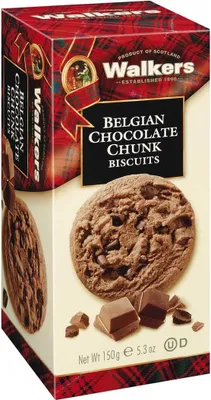 Zdjęcie produktu dla Walkers Belgian Chocolate Chunk Biscuits z kawałkami czekolady 150g