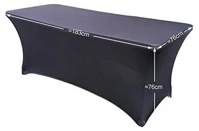 Zdjęcie produktu dla Pokrowiec na stół rozciągliwy biały czarny 183 cm imprezy