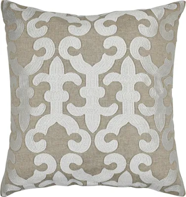 Produktbild von Marrakesch Kissenbezug Kissen 50x50 cm groß | Sofakissen Kuschelkissen aus Baumwolle bestickt als aesthetic Wohnzimmer Deko auf dem Sessel & Sofa | Dekokissen Kayon Weiss als Stuhlkissen im Esszimmer