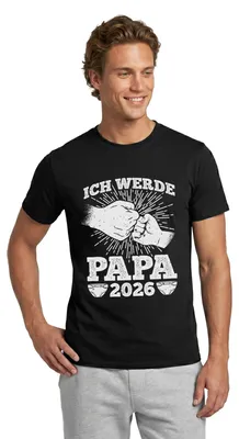 Produktbild von Spreadshirt Ich Werde Papa 2026 Überraschung Für Werdende Väter Männer T-Shirt, S, Schwarz