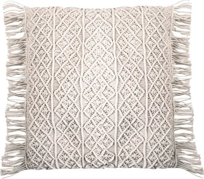 Produktbild von Kissen - Creme - Baumwolle - 90 x 90 cm - mit Fransen